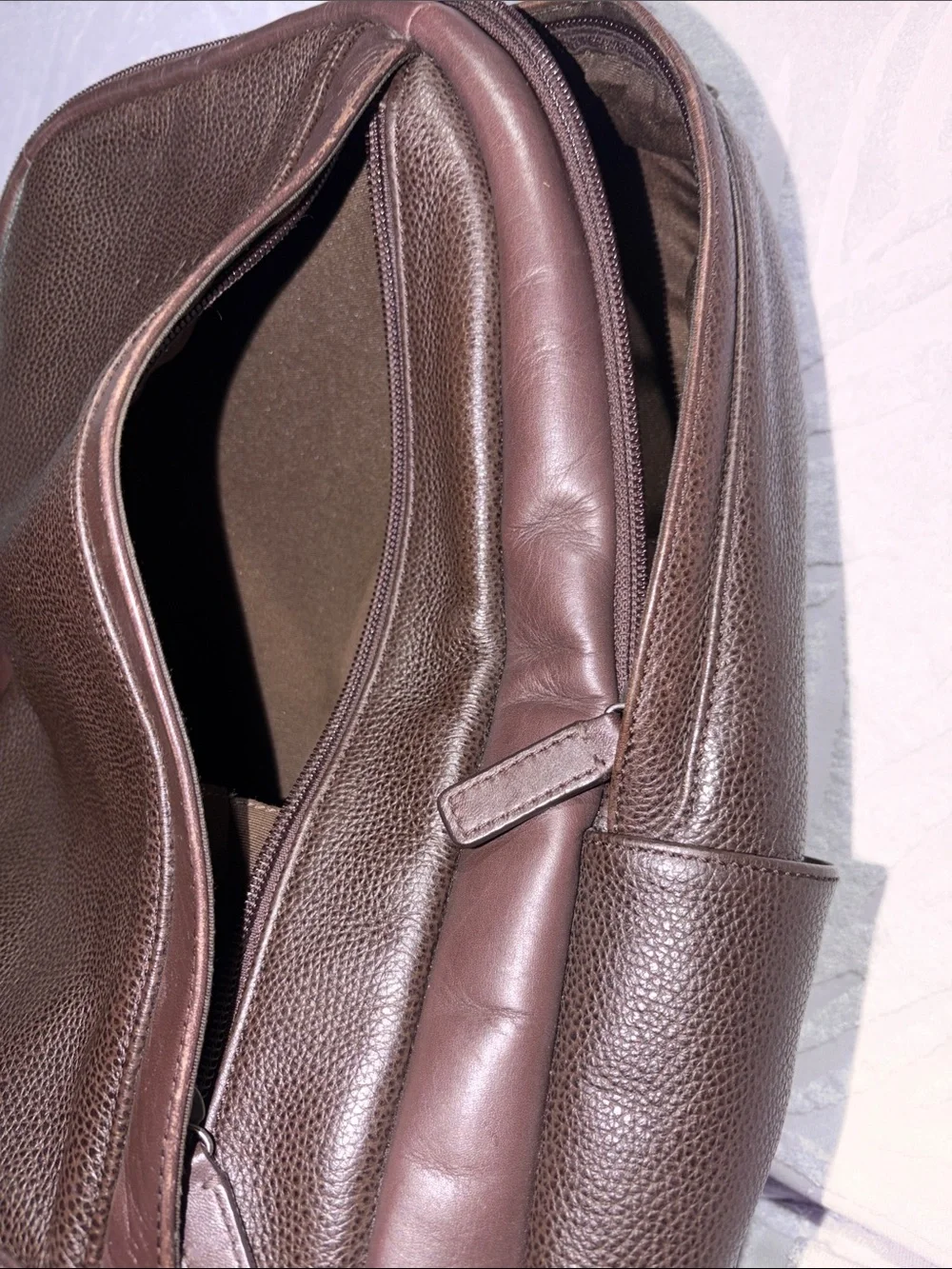 Coach Men’s Leather Backpack in Dark Brown and Brown